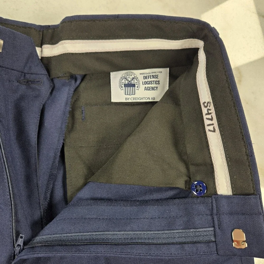 DLA Military Dress Trousers Men 31R Navy Blue Defense Logistics Agency Poly/Wool